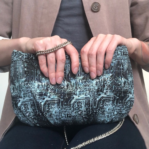 handmade Handbags - Handmade Circuit Flora Wristlet Chain Purse